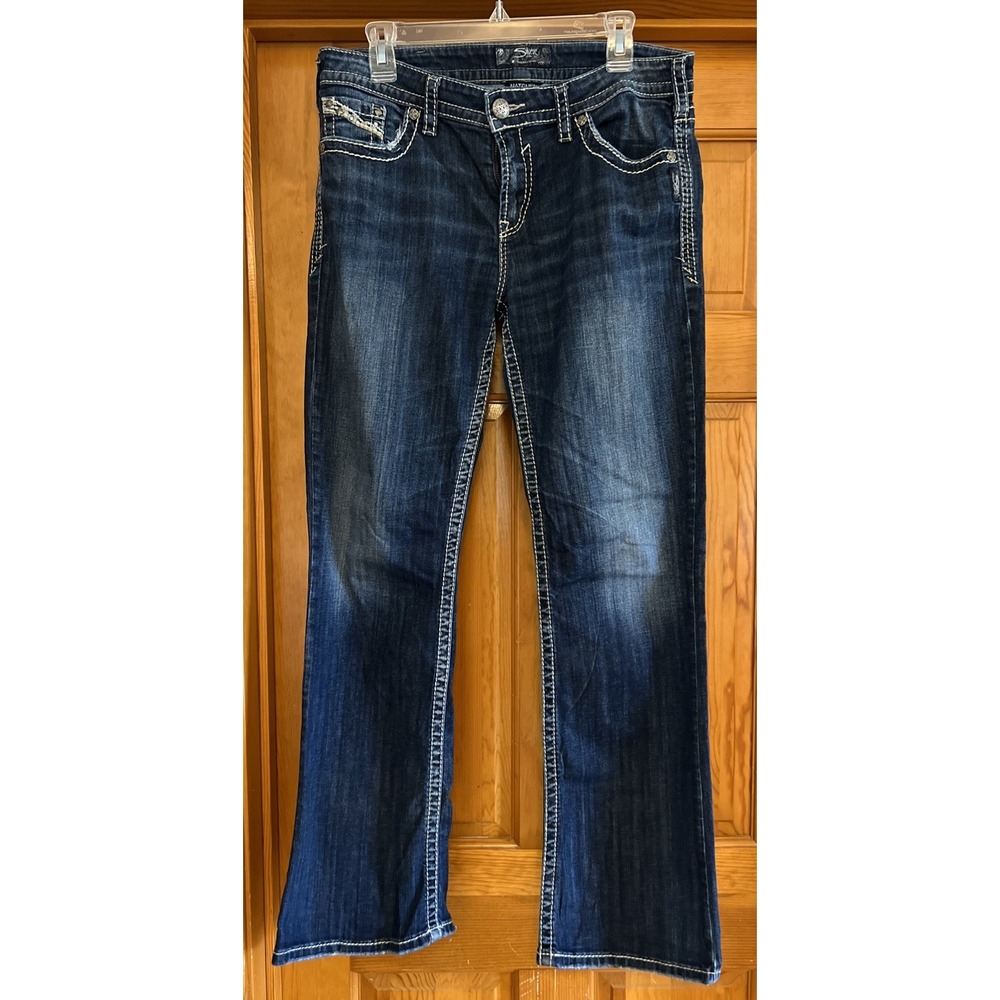 Silver Women's Denim Jeans Natsuki Flap Pocket Embellished 32/33